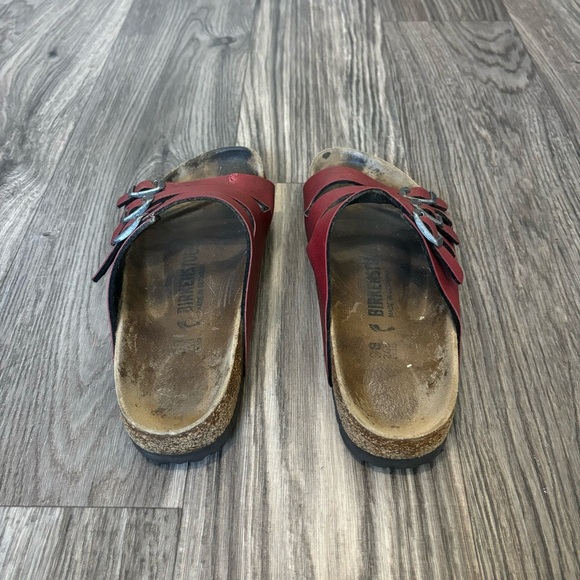 Birkenstock Florida Birko-Flor Pull Up Sandals Burgundy - Picture 4 of 6